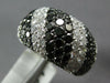 LARGE 4.48CT WHITE & BLACK DIAMOND 18KT WHITE GOLD MULTI ROW PAVE DIAGONAL RING