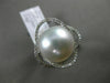 ESTATE LARGE .36CT DIAMOND 14KT WHITE GOLD 3D SOUTH SEA PEARL OPEN FLOWER RING