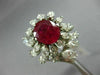 ESTATE EXTRA LARGE 6.30CT DIAMOND & AAA RUBY PLATINUM FLOWER OPEN FILIGREE RING