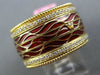 WIDE .45CT DIAMOND & RED ENAMEL 18KT YELLOW GOLD ETERNITY COMFORT FIT FUN RING