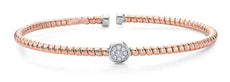 .12CT DIAMOND 18KT WHITE & ROSE GOLD 3D CLUSTER BEZEL FLEXIBLE BANGLE BRACELET