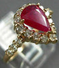 ESTATE 1.57CT DIAMOND & AAA RUBY 14KT ROSE GOLD 3D PEAR SHAPE ENGAGEMENT RING