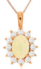 ESTATE 1.53CT DIAMOND & AAA OPAL 14KT ROSE GOLD OVAL & ROUND FLOWER LOVE PENDANT