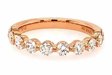 1.1CT DIAMOND 18K ROSE GOLD 3D ROUND SEMI ETERNITY SHARED PRONG ANNIVERSARY RING