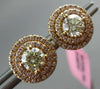 ESTATE 1.4CT PINK & FANCY YELLOW DIAMOND 18K ROSE GOLD DOUBLE HALO STUD EARRINGS