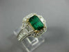 ESTATE 2.15CT DIAMOND & AAA EMERALD 18KT TWO TONE GOLD 3D ENGAGEMENT RING #26696