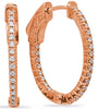 .39CT DIAMOND 14KT ROSE GOLD 3D 4 PRONG INSIDE OUT HUGGIE HOOP HANGING EARRINGS