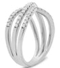 WIDE .48CT DIAMOND 14KT WHITE GOLD 3D MULTI ROW CRISS CROSS INFINITY LOVE RING