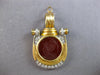 ANTIQUE LARGE DIAMOND & AAA SAPPHIRE 18K 2 TONE GOLD 3D CORNELIAN PENDANT 28157