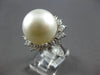 EXTRA LARGE .98CT DIAMOND & AAA SOUTH SEA PEARL 18KT WHITE GOLD FLORAL LOVE RING