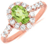 1.32CT DIAMOND & AAA PERIDOT 14KT ROSE GOLD 3D OVAL & ROUND HALO ENGAGEMENT RING