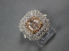 LARGE GIA 1.82CT WHITE & PINK DIAMOND 18K WHITE & ROSE GOLD HALO ENGAGEMENT RING