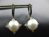1.64CT WHITE & BLACK DIAMOND & SOUTH SEA PEARL 18KT BLACK GOLD HANGING EARRINGS