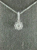 ESTATE .33CT DIAMOND 18KT WHITE GOLD 3D CLUSTER SOLITAIRE HALO FLOATING PENDANT