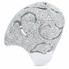 ESTATE WIDE 3.51CT DIAMOND 18KT WHITE GOLD 3D PAVE FILIGREE COCKTAIL RING