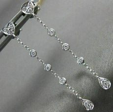 ESTATE .18CT DIAMOND 18KT WHITE GOLD 3D HEART ETOILE TEAR DROP HANGING EARRINGS
