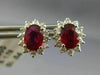 ESTATE 2.32CT DIAMOND & AAA RUBY 14K WHITE GOLD OVAL FLOWER STUD EARRINGS #25794