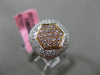 ESTATE WIDE .83CT DIAMOND 18K WHITE & ROSE GOLD 3D HEXAGON CLUSTER FILIGREE RING
