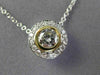 ESTATE .48CT DIAMOND 14KT WHITE & YELLOW GOLD 3D SOLITAIRE HALO FLOATING PENDANT
