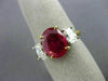 ESTATE 3.60CT DIAMOND & AAA RUBY 18K YELLOW GOLD & PLATINUM OVAL ENGAGEMENT RING