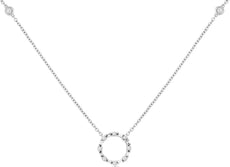 .28CT DIAMOND 14KT WHITE GOLD ROUND & BAGUETTE CIRCLE OF LIFE YARD LOVE NECKLACE