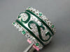 WIDE 1.60CT DIAMOND & AAA EMERALD & GREEN ENAMEL 18KT WHITE GOLD ETERNITY RING