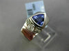 ESTATE WIDE .97CT DIAMOND & AAA TANZANITE 14K WHITE GOLD 3D TRILLION ETOILE RING