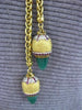 ANTIQUE LARGE & LONG 3.90CT DIAMOND & RUBY & JADE 18K 2TONE GOLD LARIAT NECKLACE