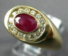 ESTATE 1.20CT DIAMOND & AAA RUBY 14K YELLOW GOLD 3D OVAL BEZEL CLASSIC MENS RING