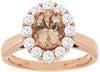 ESTATE 1.75CT DIAMOND & AAA MORGANITE 14K ROSE GOLD OVAL & ROUND FLOWER FUN RING