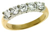 ESTATE 1CT DIAMOND 14KT 2 TONE GOLD 5 STONE SHARED PRONG ROUND ANNIVERSARY RING
