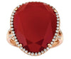LARGE .26CT DIAMOND & AAA RED AGATE 14KT ROSE GOLD 3D PEAR SHAPE HALO FUN RING