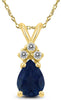 .72CT DIAMOND & AAA SAPPHIRE 14K YELLOW GOLD PEAR SHAPE & ROUND FLOATING PENDANT