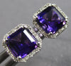1.63CT DIAMOND & AAA AMETHYST 14KT WHITE GOLD EMERALD CUT & ROUND STUD EARRINGS