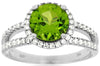 ESTATE 2.50CT DIAMOND & AAA PERIDOT 14KT WHITE GOLD ROUND HALO ENGAGEMENT RING