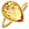 ESTATE 2.84CT DIAMOND & AAA CITRINE 14KT YELLOW GOLD PEAR SHAPE & ROUND FUN RING