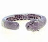 LARGE 10.93CT PINK DIAMOND & AAA EMERALD 18K WHITE GOLD 3D TIGER BANGLE BRACELET