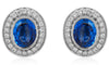 5.82CT DIAMOND & AAA SAPPHIRE 18K WHITE GOLD OVAL & ROUND HALO FILIGREE EARRINGS