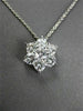 ESTATE LARGE 1.50CT DIAMOND 14K WHITE GOLD 3D FLOWER STAR FLOATING PENDANT CHAIN