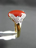 ESTATE .07CT DIAMOND & AAA CORAL 14KT YELLOW GOLD 3D FILIGREE MILGRAIN FUN RING