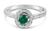 ESTATE .48CT DIAMOND & AAA EMERALD 18K WHITE GOLD ROUND FILIGREE ENGAGEMENT RING