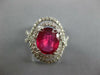 LARGE 4.08CT DIAMOND & AAA RUBY 14KT WHITE GOLD OVAL DOUBLE HALO INFINITY RING