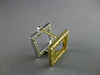 ESTATE .84CT WHITE & FANCY YELLOW DIAMOND 18K 2 TONE GOLD 3D SQUARE FUN EARRINGS