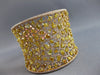 EXTRA LARGE WHITE & FANCY YELLOW DIAMOND 18KT YELLOW GOLD CUFF BANGLE BRACELET