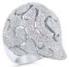 ESTATE WIDE 3.51CT DIAMOND 18KT WHITE GOLD 3D PAVE FILIGREE COCKTAIL RING