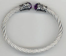 4.53CT DIAMOND & AAA SAPPHIRE 925 SILVER & STAINLESS STEEL CUFF BANGLE BRACELET