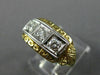 ANTIQUE .45CT DIAMOND 14KT WHITE & YELLOW GOLD 3 STONE FILIGREE LOVE RING #2114