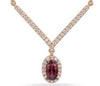 ESTATE .42CT DIAMOND & AAA RUBY 14K ROSE GOLD OVAL & ROUND V SHAPE LOVE NECKLACE