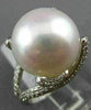 ESTATE LARGE .90CT DIAMOND & AAA SOUTH SEA PEARL 18KT WHITE GOLD ENGAGEMENT RING