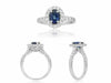 GIA CERTIFIED 2.19CT DIAMOND & AAA SAPPHIRE 18KT WHITE GOLD LEAF ENGAGEMENT RING
